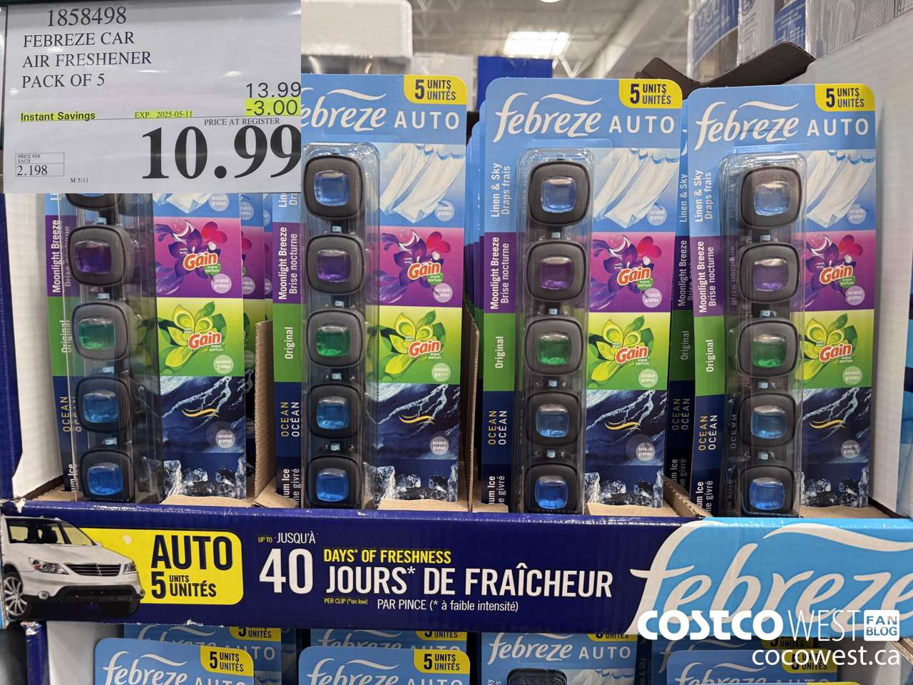 1858498 FEBREZE CAR AIR FRESHENER PACK OF 5 ($3.00 INSTANT SAVINGS EXPIRES ON 2025-05-11) $10.99