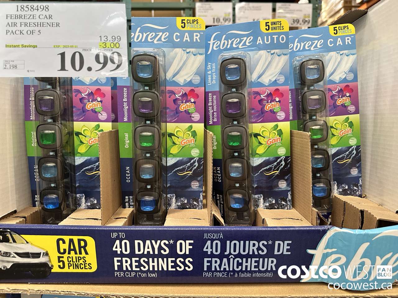 1858498 FEBREZE CAR AIR FRESHENER PACK OF 5 ($3.00 INSTANT SAVINGS EXPIRES ON 2025-05-11) $10.99