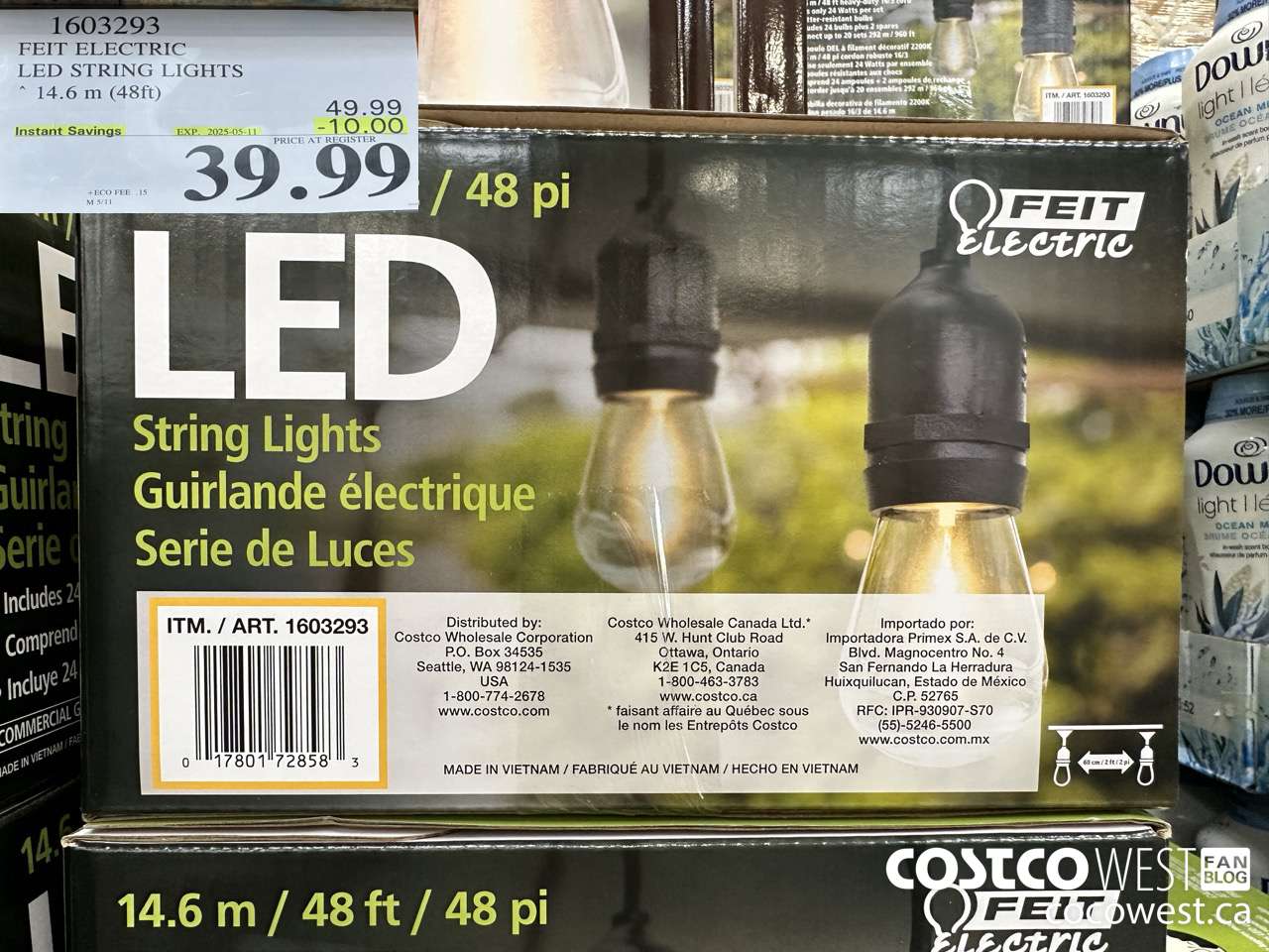 1603293 FEIT ELECTRIC LED STRING LIGHTS 14.6 M (48FT) ($10.00 INSTANT SAVINGS EXPIRES ON 2025-05-11) $39.99