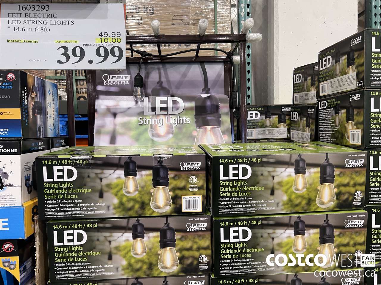 1603293 FEIT ELECTRIC LED STRING LIGHTS 14.6 M (48FT) ($10.00 INSTANT SAVINGS EXPIRES ON 2025-06-08) $39.99