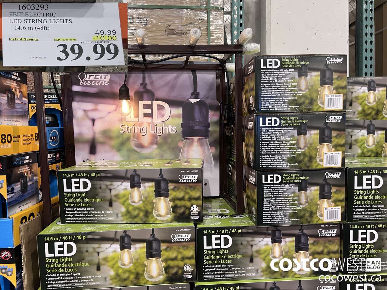 1603293 FEIT ELECTRIC LED STRING LIGHTS 14.6 M (48FT) ($10.00 INSTANT SAVINGS EXPIRES ON 2025-06-08) $39.99