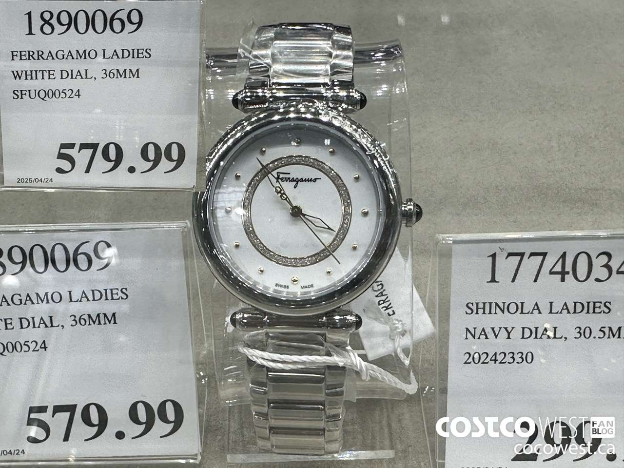 1890069 FERRAGAMO LADIES WHITE DIAL, 36MM SFUQ00524 $579.99