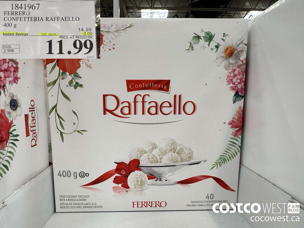1841967 FERRERO CONFETTERIA RAFFAELLO 400 g ($3.00 INSTANT SAVINGS EXPIRES ON 2025-05-11) $11.99