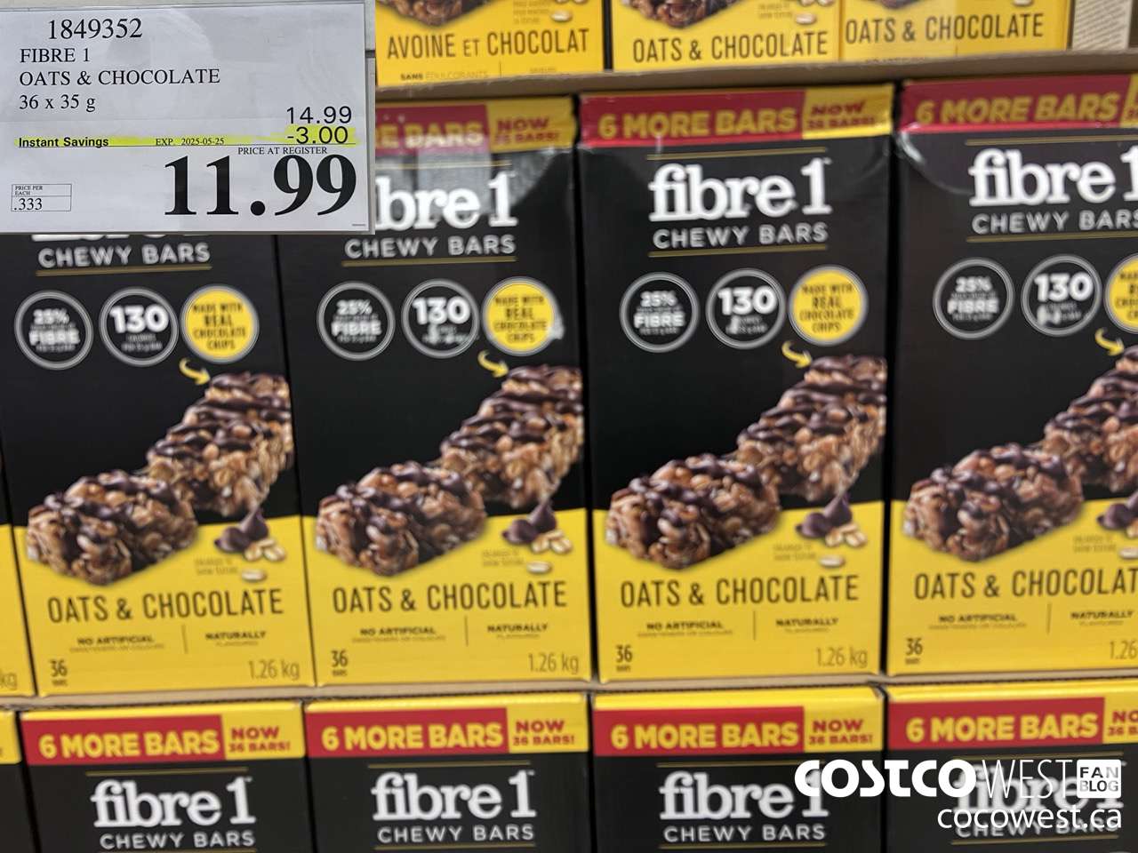 1849352 FIBRE 1 OATS & CHOCOLATE 36 X 35G ($3.00 INSTANT SAVINGS EXPIRES ON 2025-05-25) $11.99