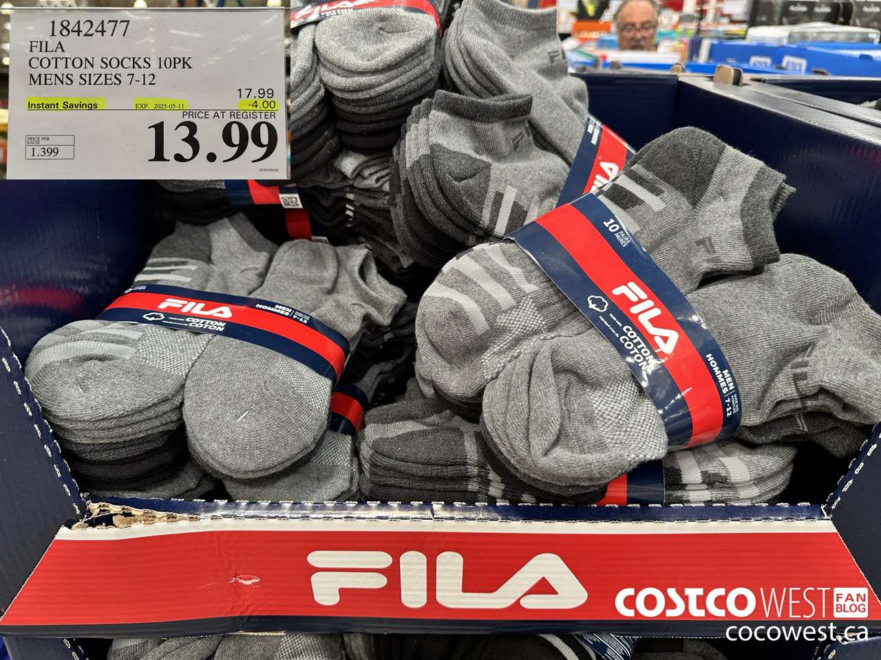 1842477 FILA COTTON SOCKS 10PK MENS SIZES 7-12 ($4.00 INSTANT SAVINGS EXPIRES ON 2025-05-11) $13.99