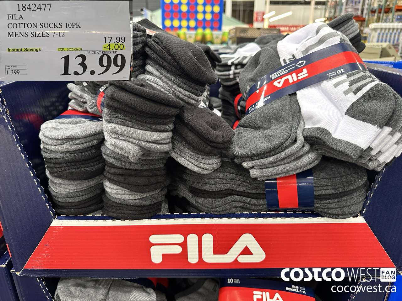 1842477 FILA COTTON SOCKS 10PK MENS SIZES 7-12 ($4.00 INSTANT SAVINGS EXPIRES ON 2025-06-08) $13.99