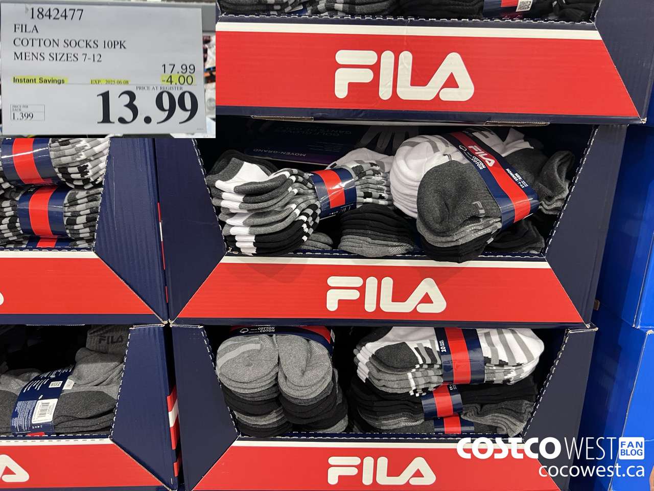 1842477 FILA COTTON SOCKS 10PK MENS SIZES 7-12 ($4.00 INSTANT SAVINGS EXPIRES ON 2025-06-08) $13.99