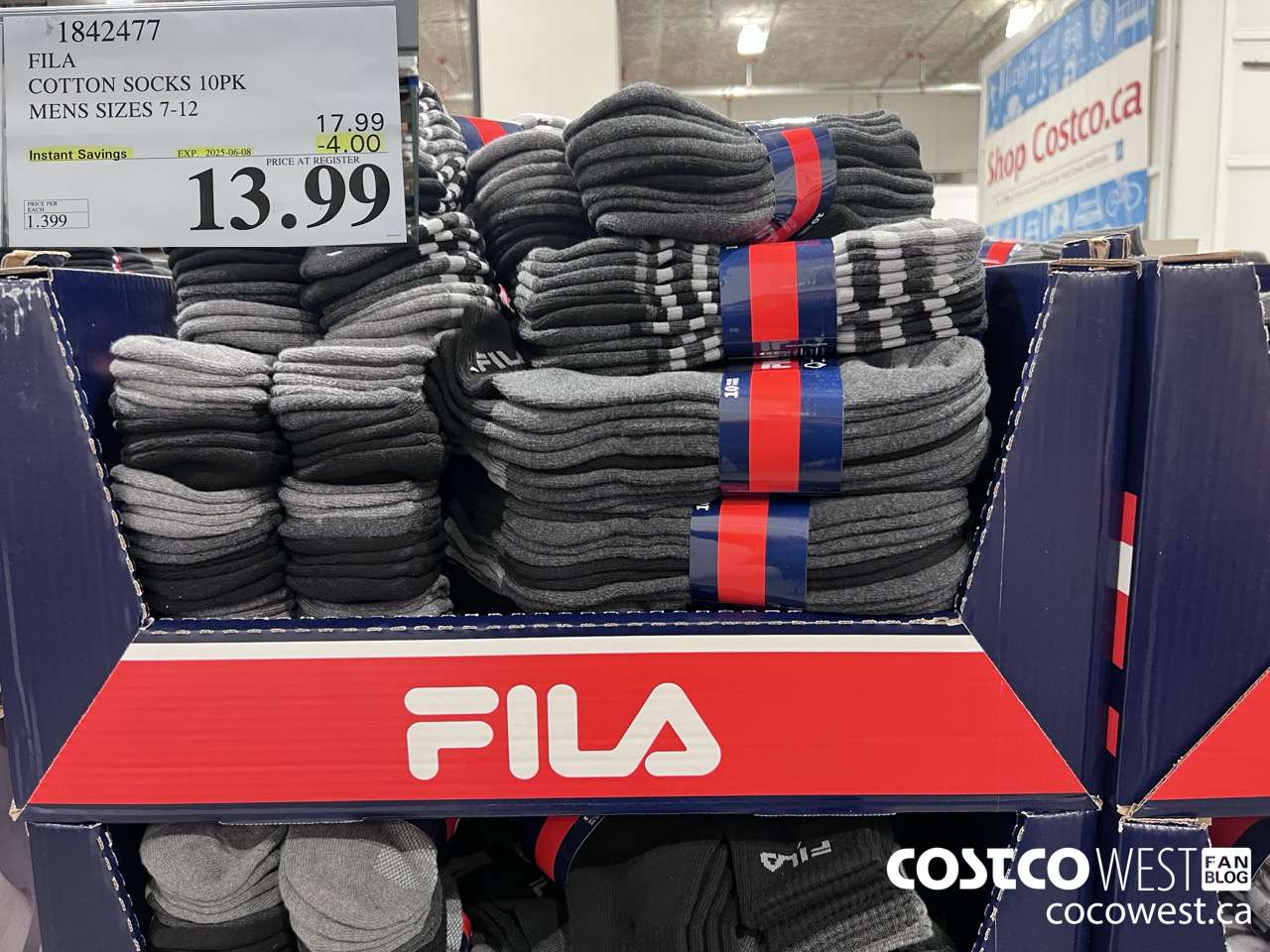 1842477 FILA COTTON SOCKS 10PK MENS SIZES 7-12 ($4.00 INSTANT SAVINGS EXPIRES ON 2025-06-08) $13.99