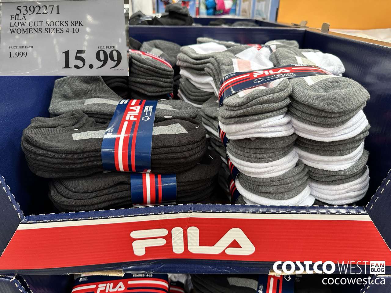 5392271 FILA LOW CUT SOCKS 8PK LADIES SIZES 4-10 $15.99