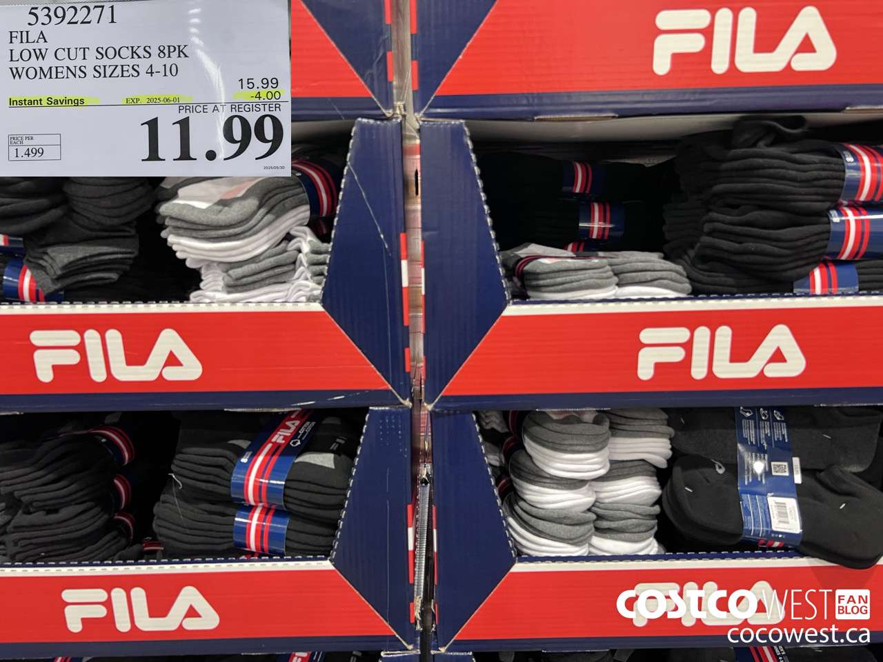 5392271 FILA LOW CUT SOCKS 8PK LADIES SIZES 4-10 ($4.00 INSTANT SAVINGS EXPIRES ON 2025-06-01) $11.99
