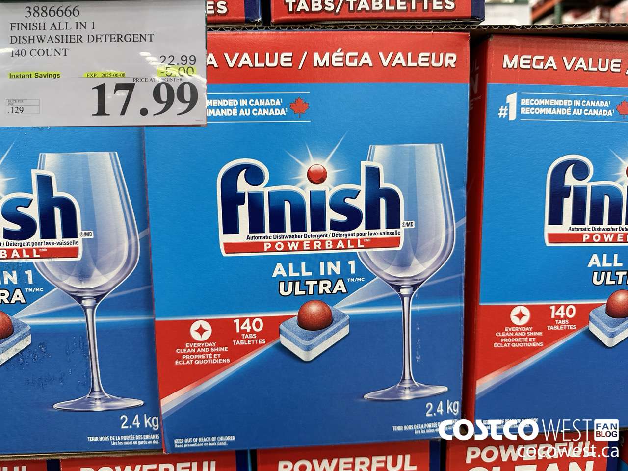 3886666 FINISH ALL IN 1 DISHWASHER DETERGENT 140 COUNT ($5.00 INSTANT SAVINGS EXPIRES ON 2025-06-08) $17.99