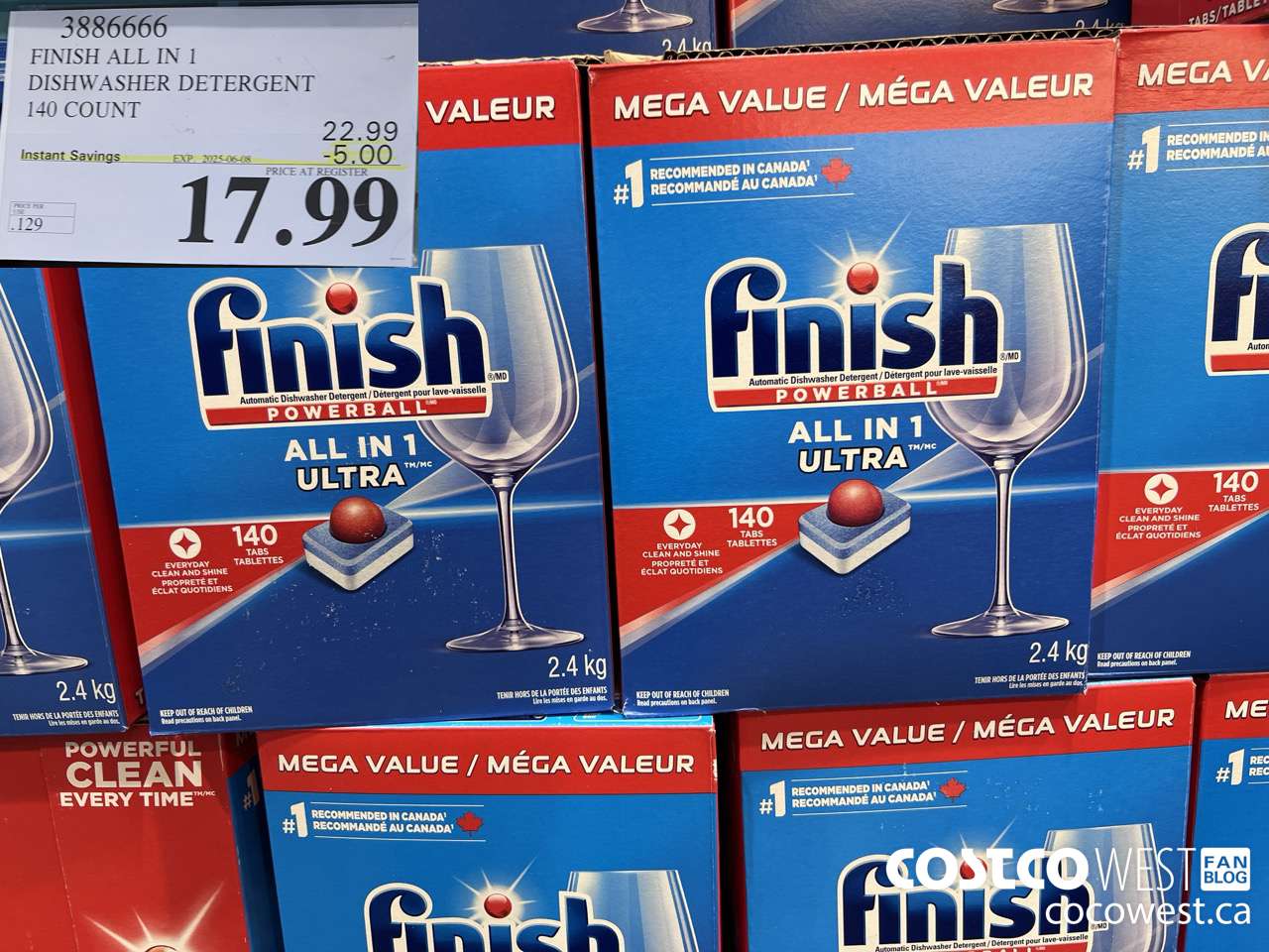 3886666 FINISH ALL IN 1 DISHWASHER DETERGENT 140 COUNT ($5.00 INSTANT SAVINGS EXPIRES ON 2025-06-08) $17.99