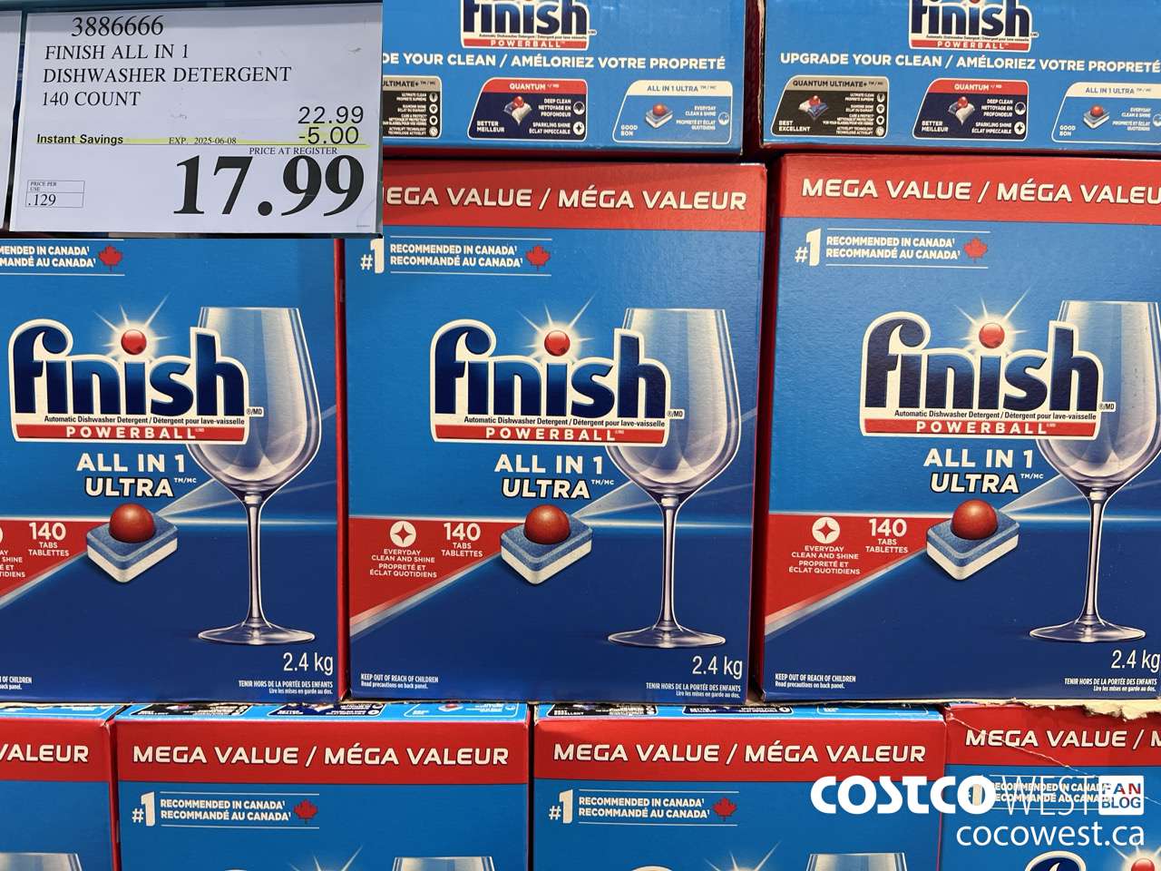 3886666 FINISH ALL IN 1 DISHWASHER DETERGENT 140 COUNT ($5.00 INSTANT SAVINGS EXPIRES ON 2025-06-08) $17.99