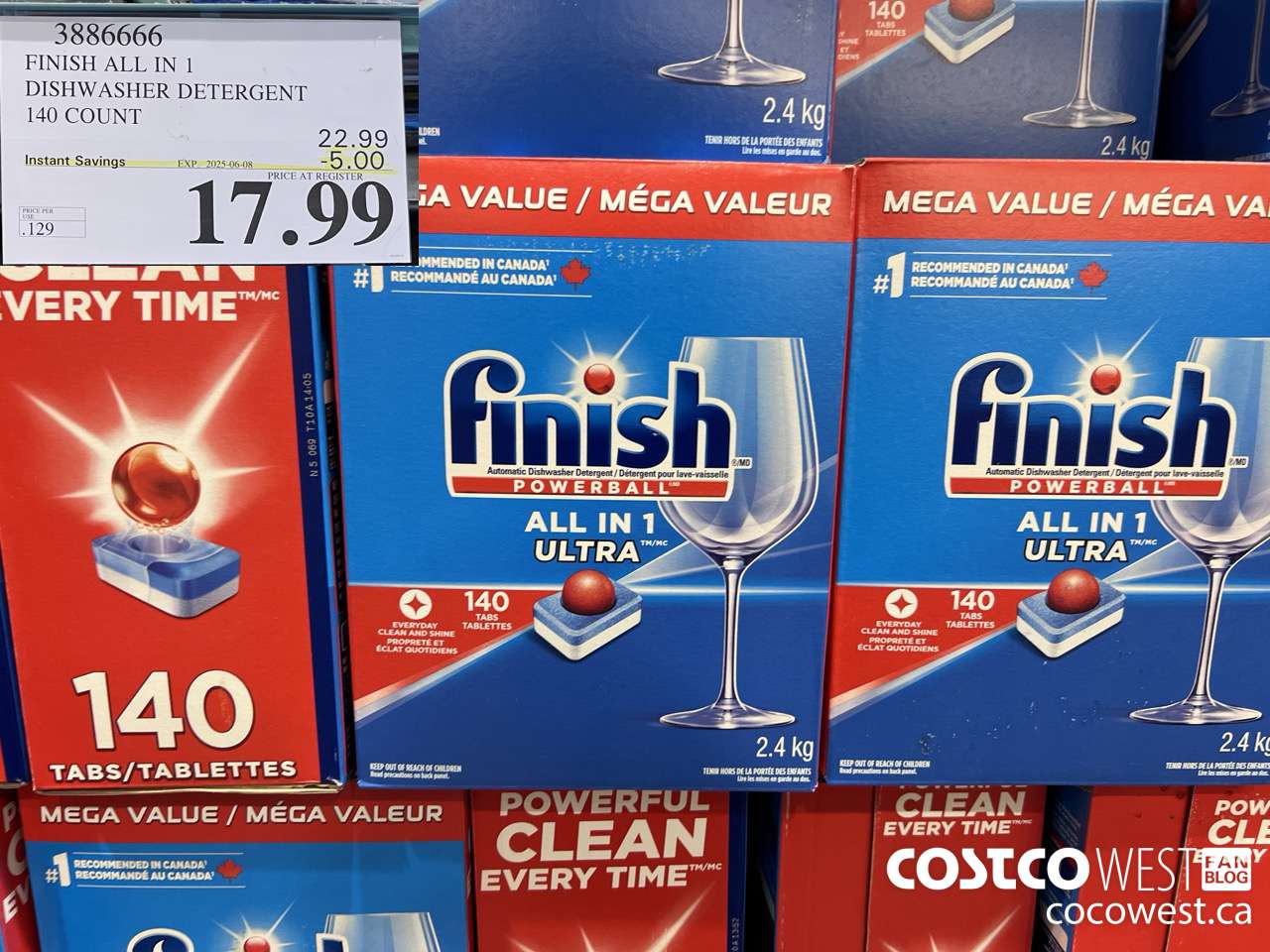 3886666 FINISH ALL IN 1 DISHWASHER DETERGENT 140 COUNT ($5.00 INSTANT SAVINGS EXPIRES ON 2025-06-08) $17.99