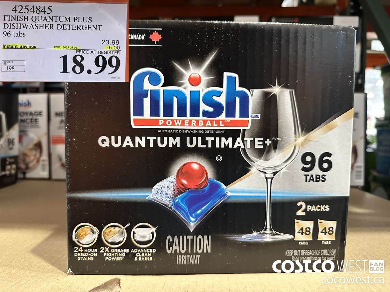 4254845 FINISH QUANTUM PLUS DISHWASHER DETERGENT 96 TABS ($5.00 INSTANT SAVINGS EXPIRES ON 2025-05-04) $18.99