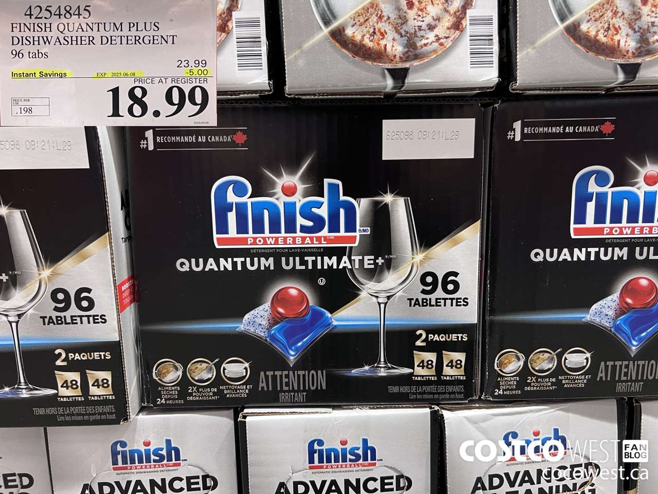 4254845 FINISH QUANTUM PLUS DISHWASHER DETERGENT 96 TABS ($5.00 INSTANT SAVINGS EXPIRES ON 2025-06-08) $18.99