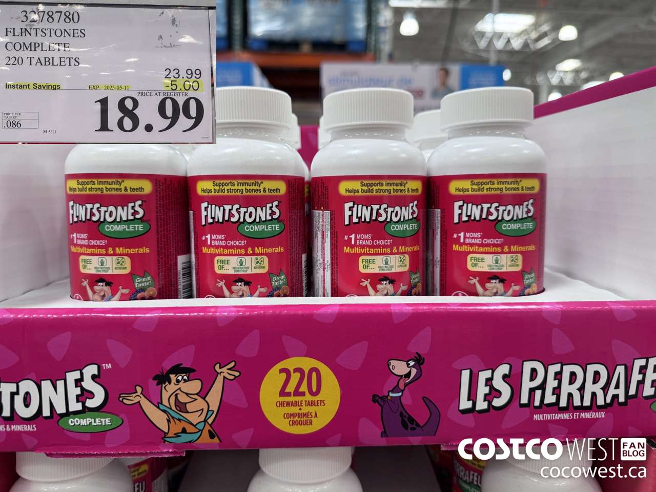 3278780 FLINTSTONES COMPLETE CHILDREN'S VITAMINS 220 TABLETS ($5.00 INSTANT SAVINGS EXPIRES ON 2025-05-11) $18.99