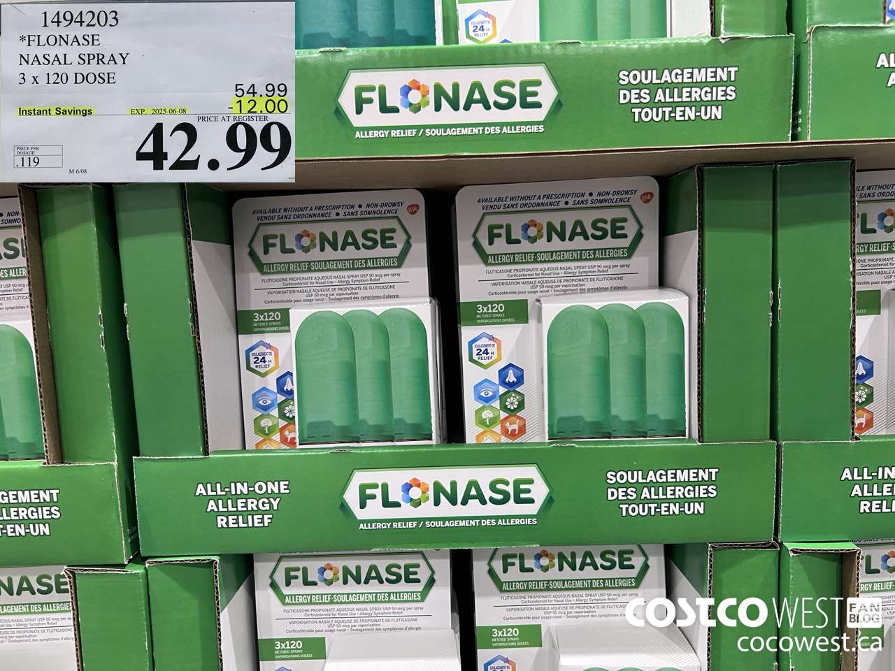 1494203 FLONASE NASAL SPRAY 3 X 120 DOSE ($12.00 INSTANT SAVINGS EXPIRES ON 2025-06-08) $42.99