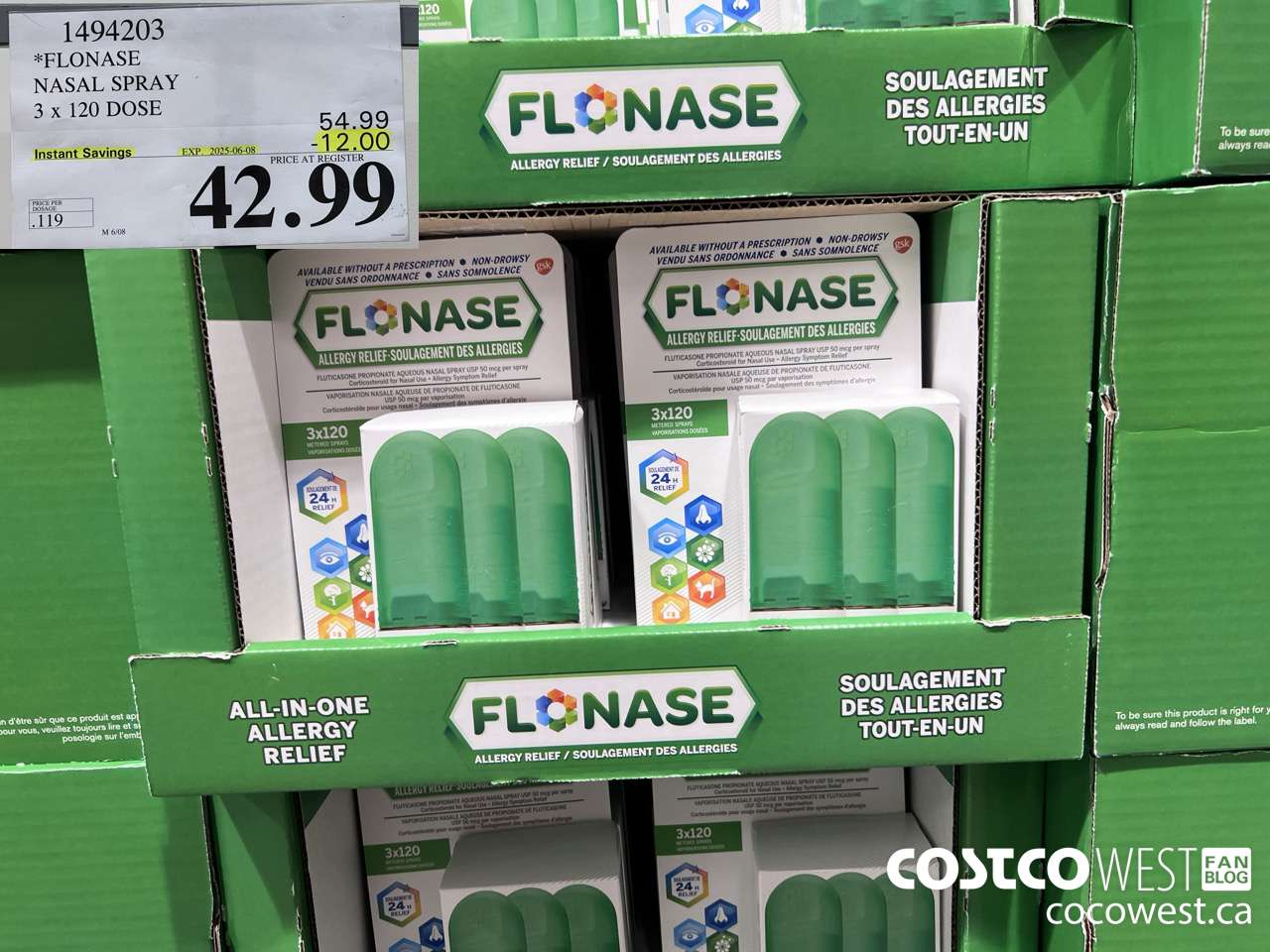 1494203 FLONASE NASAL SPRAY 3 X 120 DOSE ($12.00 INSTANT SAVINGS EXPIRES ON 2025-06-08) $42.99