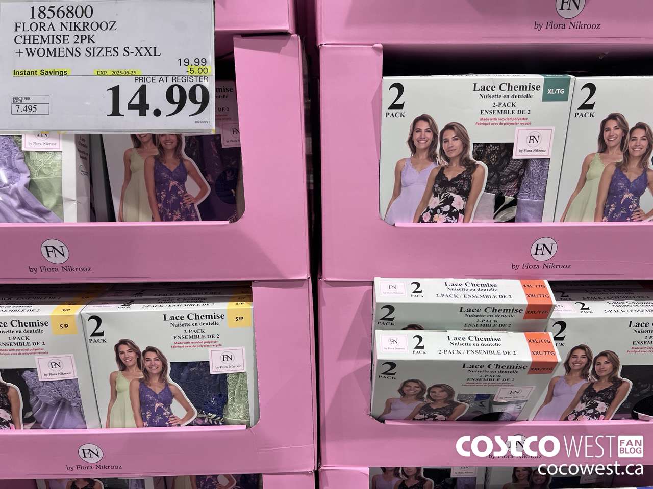 1856800 FLORA NIKROOZ CHEMISE 2PK WOMENS SIZES S-XXL ($5.00 INSTANT SAVINGS EXPIRES ON 2025-05-25) $14.99