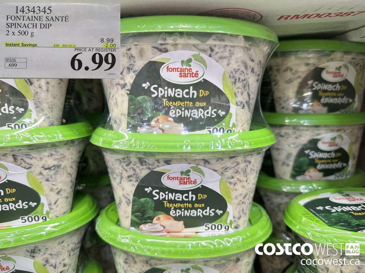 1434345 FONTAINE SANTE SPINACH DIP 2 X 500 G ($2.00 INSTANT SAVINGS EXPIRES ON 2025-05-25) $6.99
