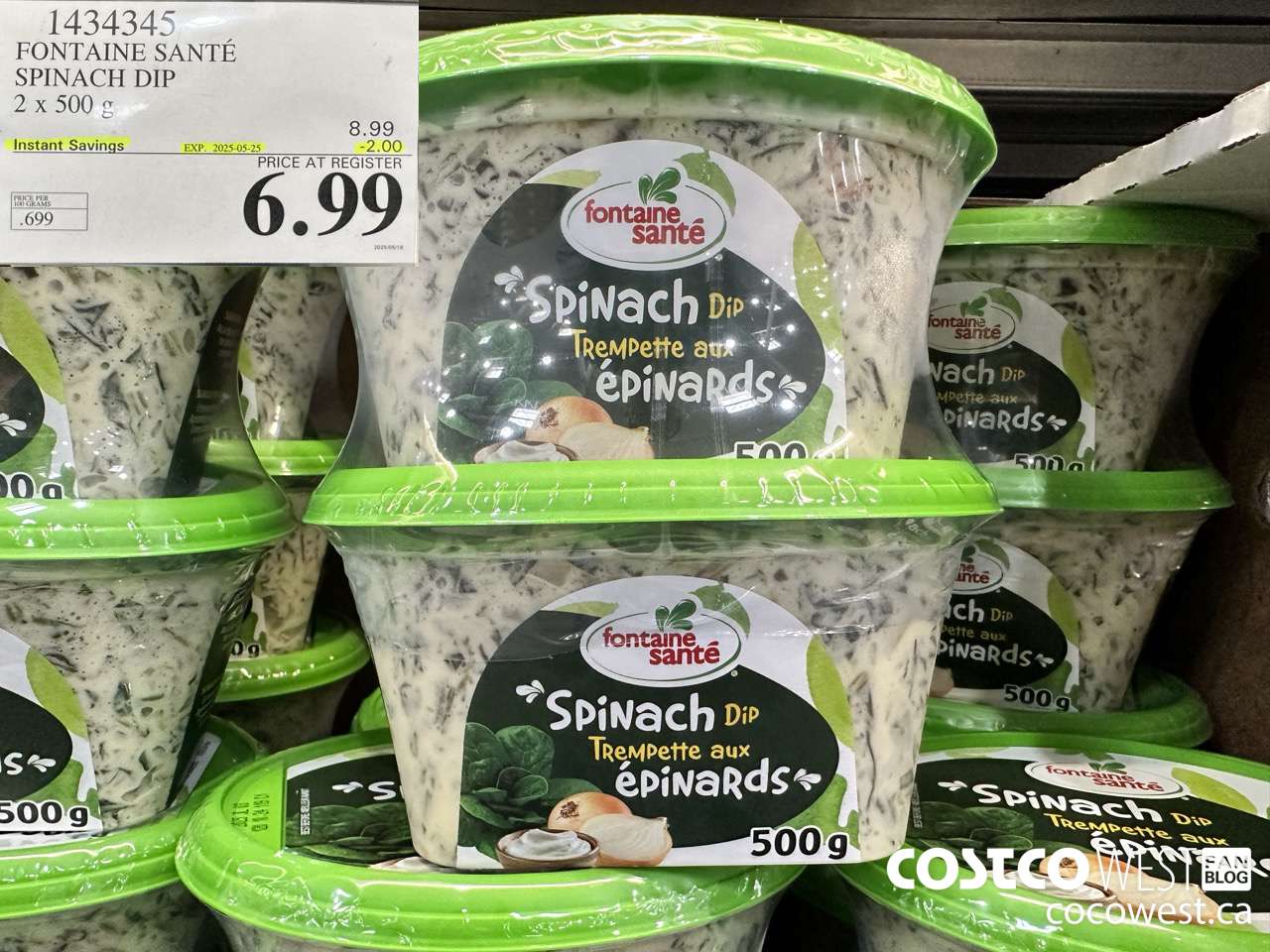 1434345 FONTAINE SANTE SPINACH DIP 2 X 500 G ($2.00 INSTANT SAVINGS EXPIRES ON 2025-05-25) $6.99