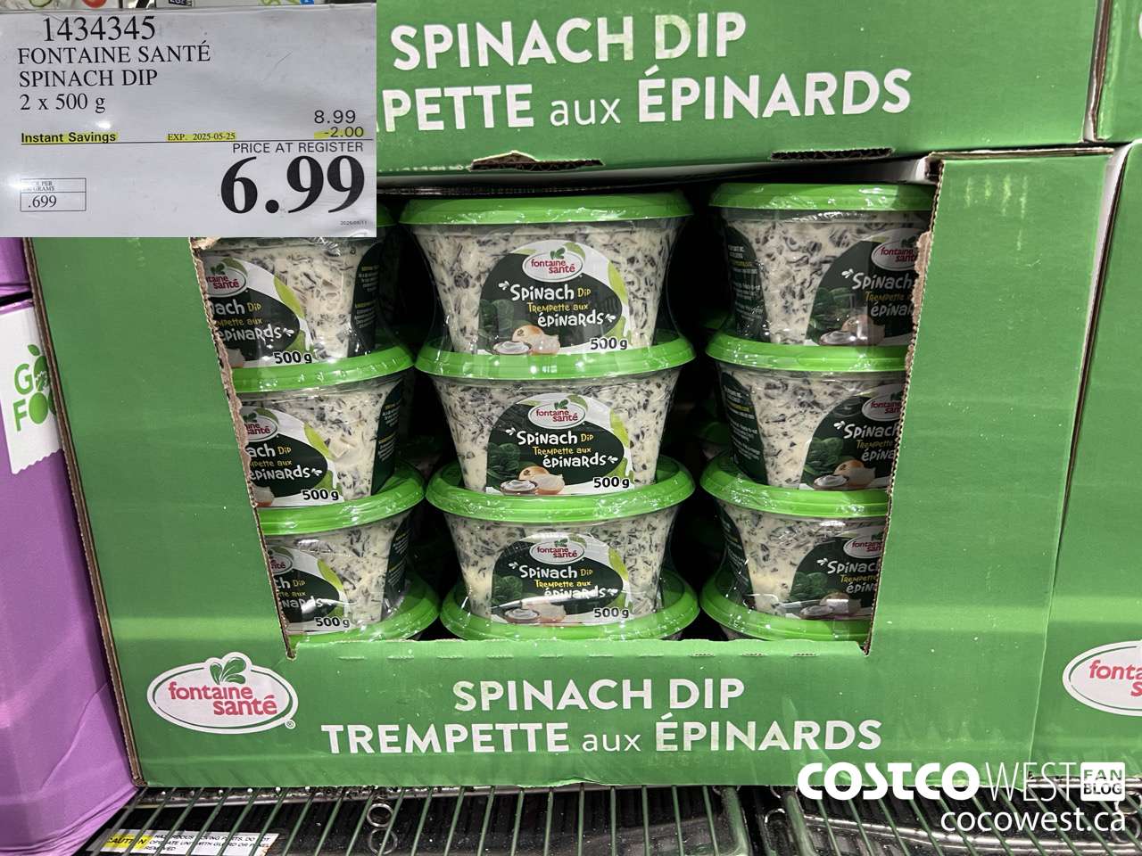 1434345 FONTAINE SANTE SPINACH DIP 2 X 500 G ($2.00 INSTANT SAVINGS EXPIRES ON 2025-05-25) $6.99
