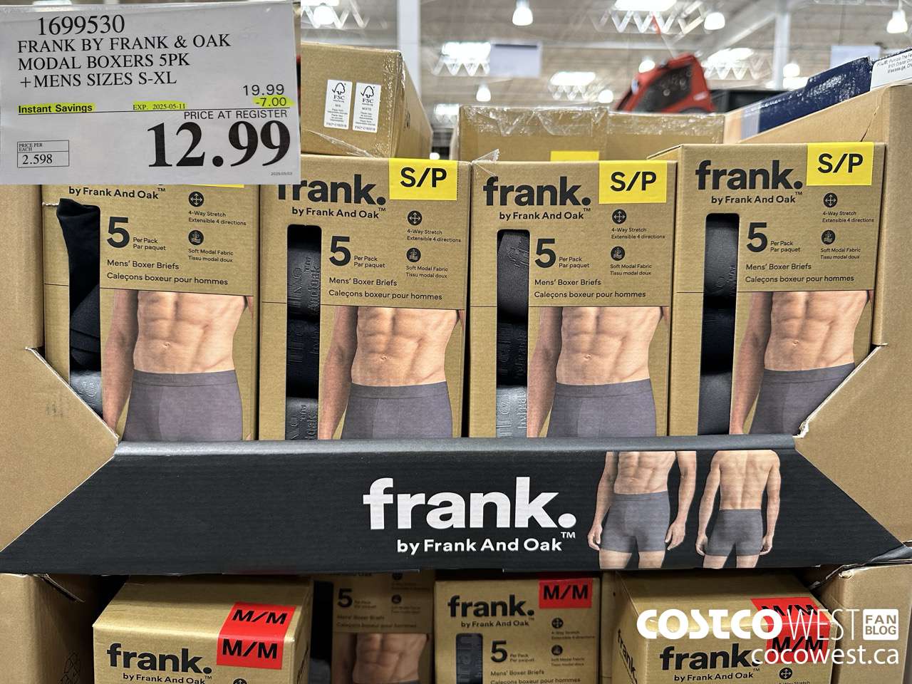 1699530 FRANK BY FRANK & OAK MODAL BOXERS 5PK MENS SIZES S-XL ($7.00 INSTANT SAVINGS EXPIRES ON 2025-05-11) $12.99