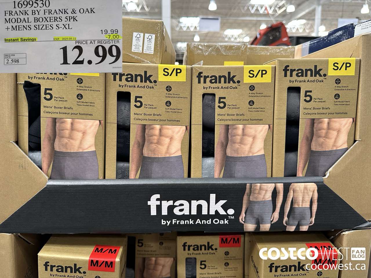 1699530 FRANK BY FRANK & OAK MODAL BOXERS 5PK MENS SIZES S-XL ($7.00 INSTANT SAVINGS EXPIRES ON 2025-05-11) $12.99