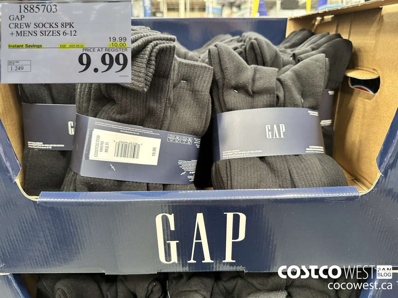 1885703 GAP CREW SOCKS 8PK MENS SIZES 6-12 ($10.00 INSTANT SAVINGS EXPIRES ON 2025-05-11) $9.99