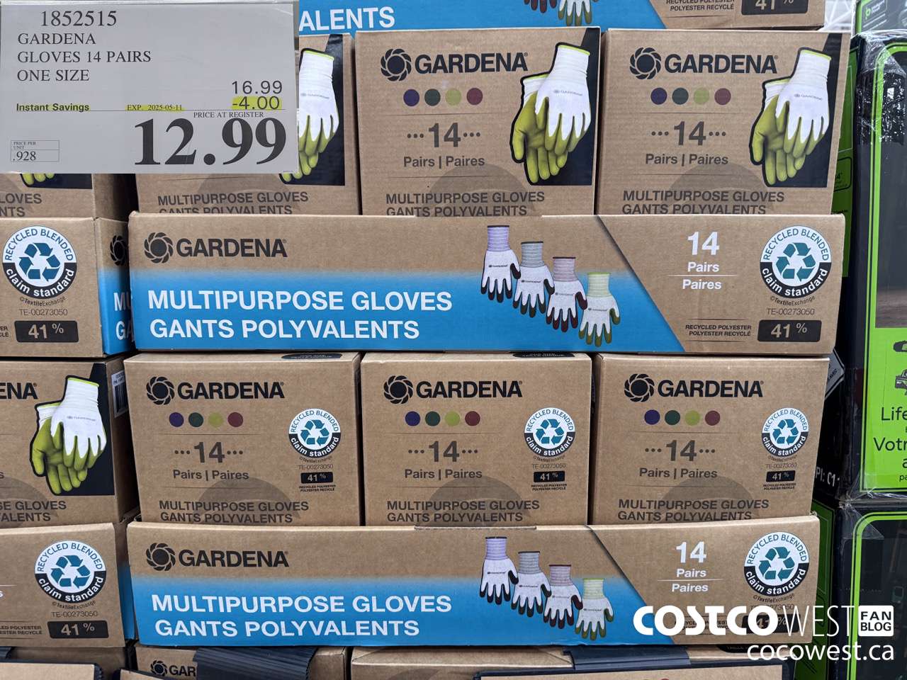 1852515 GARDENA GLOVES 14 PAIR ONE SIZE ($4.00 INSTANT SAVINGS EXPIRES ON 2025-05-11) $12.99