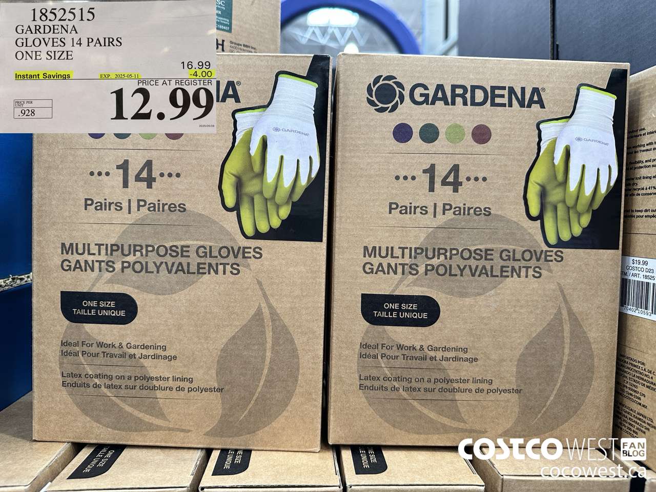 1852515 GARDENA GLOVES 14 PAIR ONE SIZE ($4.00 INSTANT SAVINGS EXPIRES ON 2025-05-11) $12.99