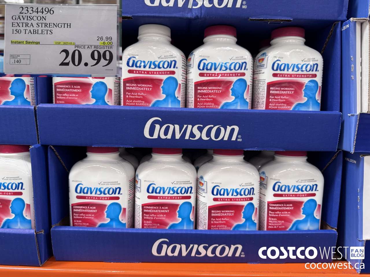 2334496 GAVISCON EXTRA STRENGTH 150 TABLETS ($6.00 INSTANT SAVINGS EXPIRES ON 2025-05-11) $20.99