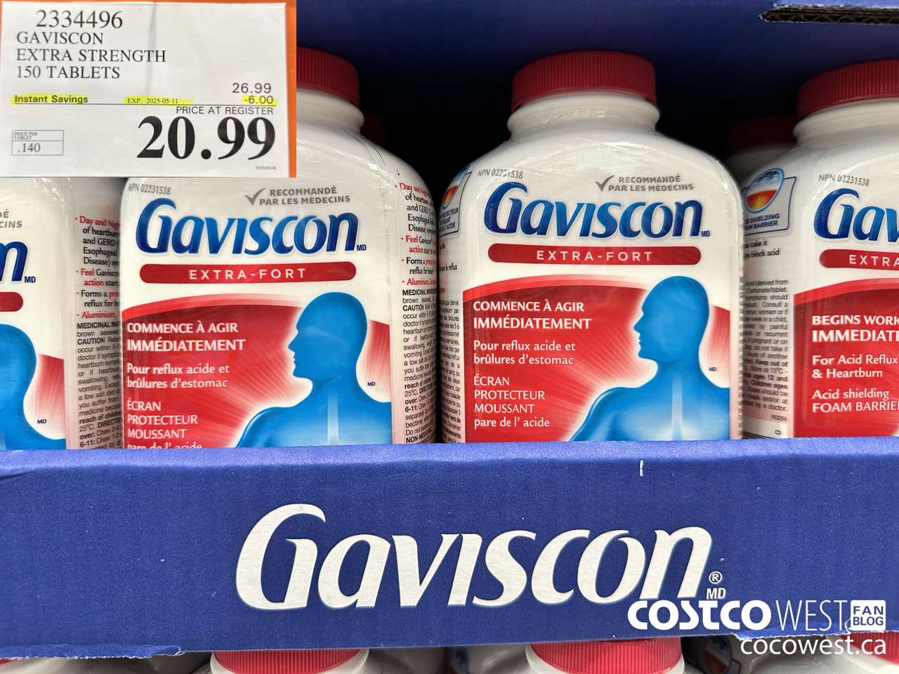 2334496 GAVISCON EXTRA STRENGTH 150 TABLETS ($6.00 INSTANT SAVINGS EXPIRES ON 2025-05-11) $20.99