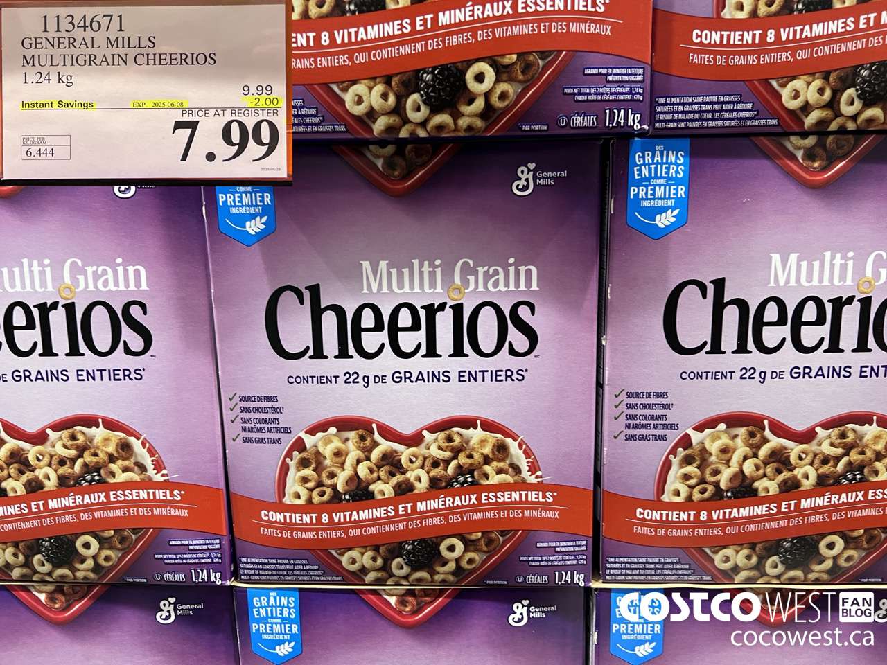 1134671 GENERAL MILLS MULTIGRAIN CHEERIOS 1.24 kg ($2.00 INSTANT SAVINGS EXPIRES ON 2025-06-08) $7.99