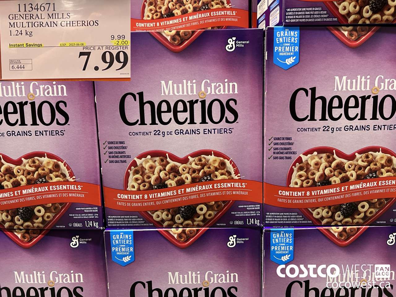 1134671 GENERAL MILLS MULTIGRAIN CHEERIOS 1.24 kg ($2.00 INSTANT SAVINGS EXPIRES ON 2025-06-08) $7.99