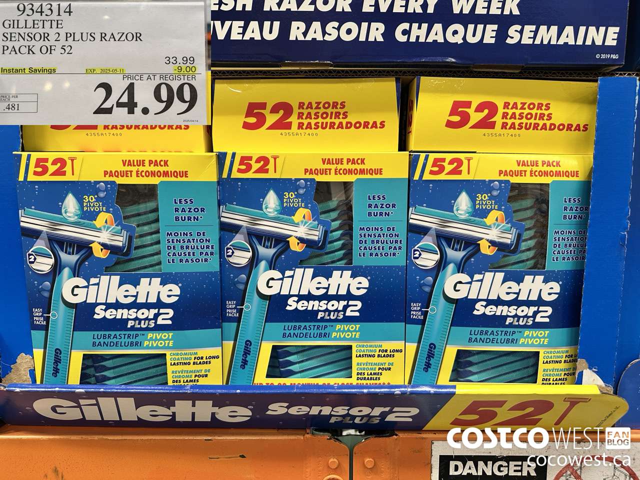 934314 GILLETTE SENSOR 2 PLUS RAZOR PACK OF 52 ($9.00 INSTANT SAVINGS EXPIRES ON 2025-05-11) $24.99