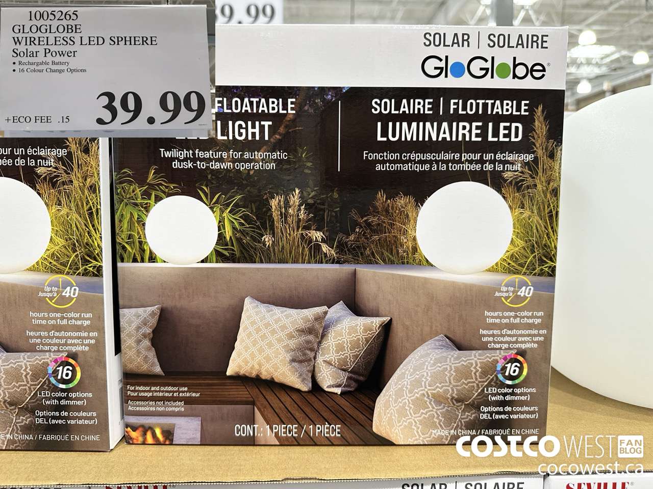 1005265 GLOGLOBE WIRELES LED SPHERE SOLAR POWER $39.99