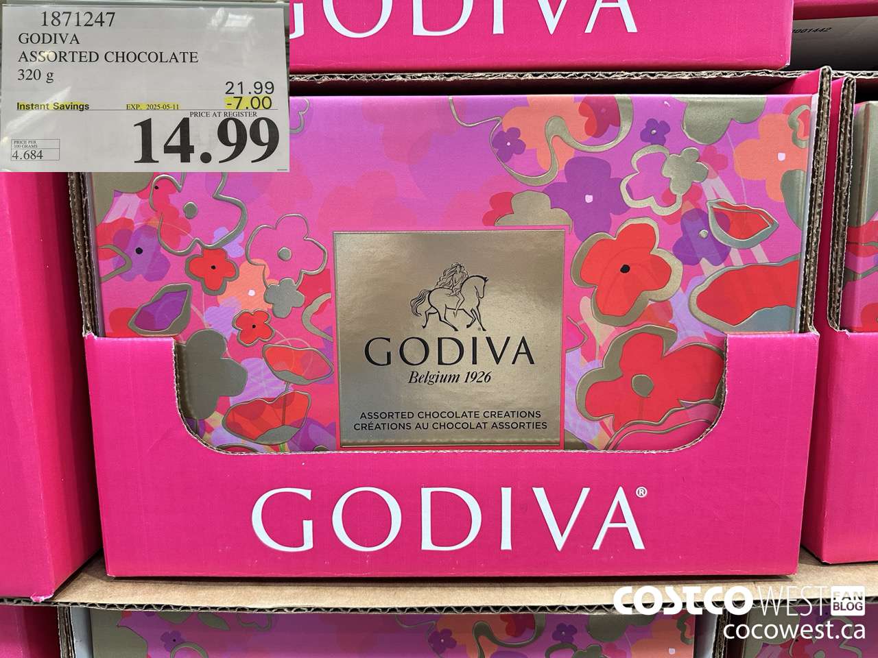 1871247 GODIVA ASSORTED CHOCOLATE 320G ($7.00 INSTANT SAVINGS EXPIRES ON 2025-05-11) $14.99