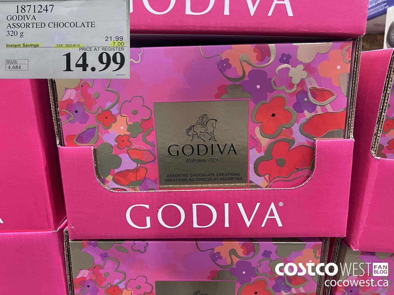 1871247 GODIVA ASSORTED CHOCOLATE 320G ($7.00 INSTANT SAVINGS EXPIRES ON 2025-06-01) $14.99