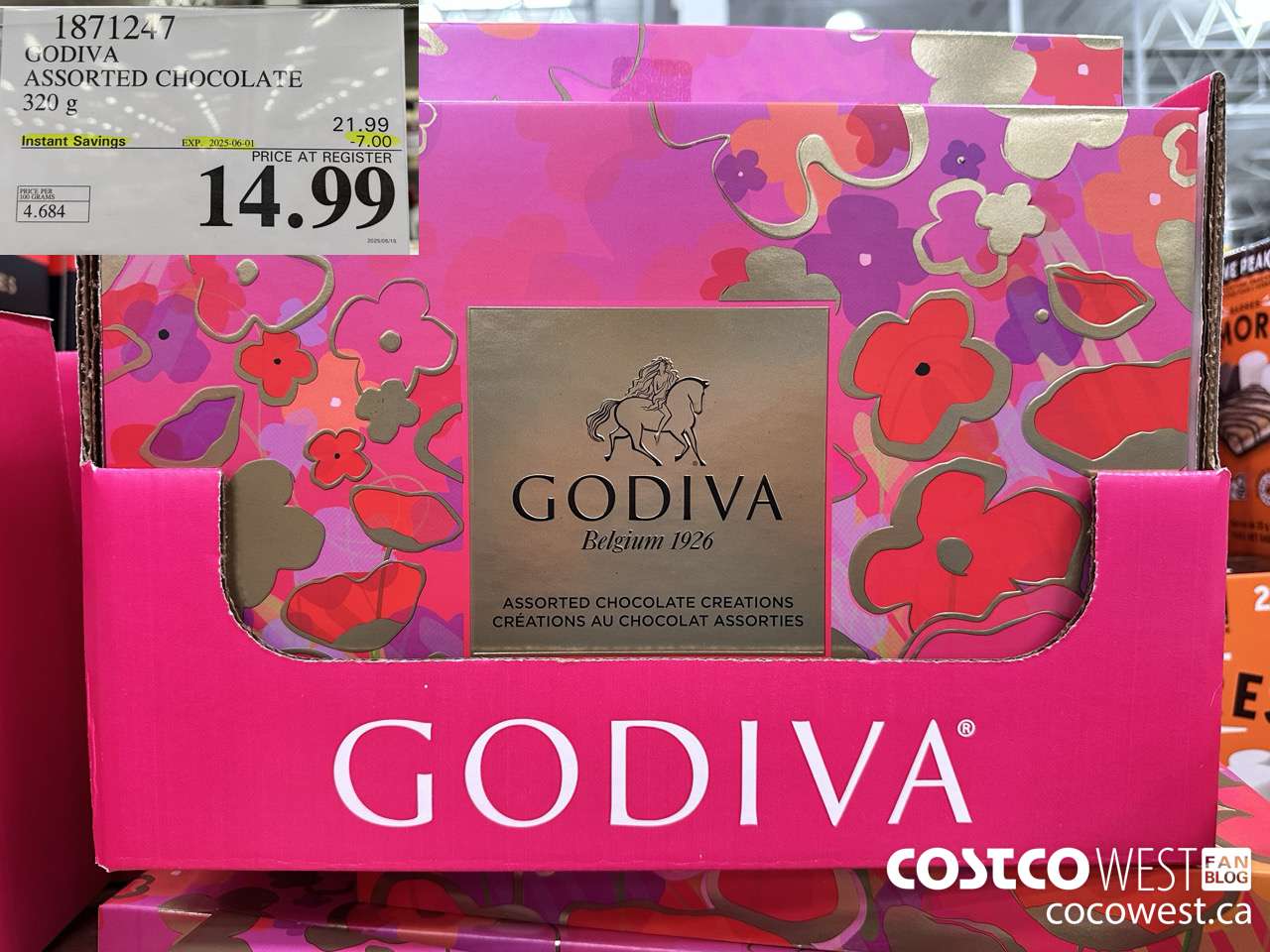 1871247 GODIVA ASSORTED CHOCOLATE 320G ($7.00 INSTANT SAVINGS EXPIRES ON 2025-06-01) $14.99
