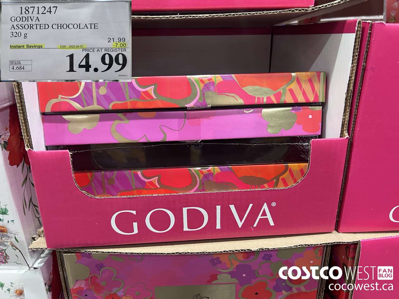 1871247 GODIVA ASSORTED CHOCOLATE 320G ($7.00 INSTANT SAVINGS EXPIRES ON 2025-06-01) $14.99