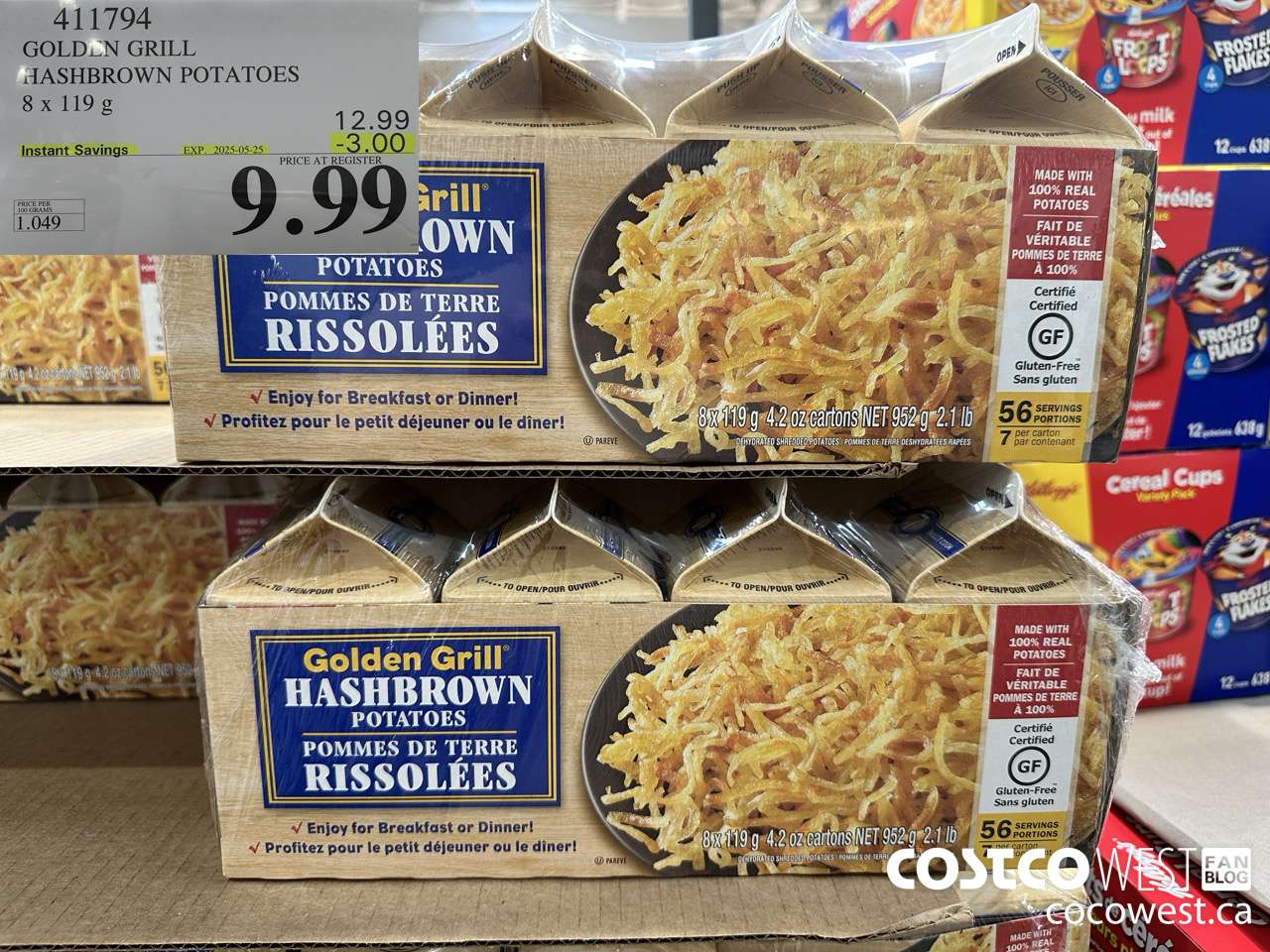 411794 GOLDEN GRILL RUSSET HASHBROWN 8 x 119g ($3.00 INSTANT SAVINGS EXPIRES ON 2025-05-25) $9.99