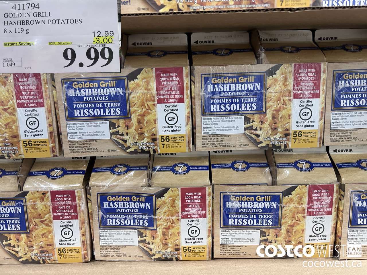 411794 GOLDEN GRILL RUSSET HASHBROWN 8 x 119g ($3.00 INSTANT SAVINGS EXPIRES ON 2025-05-25) $9.99