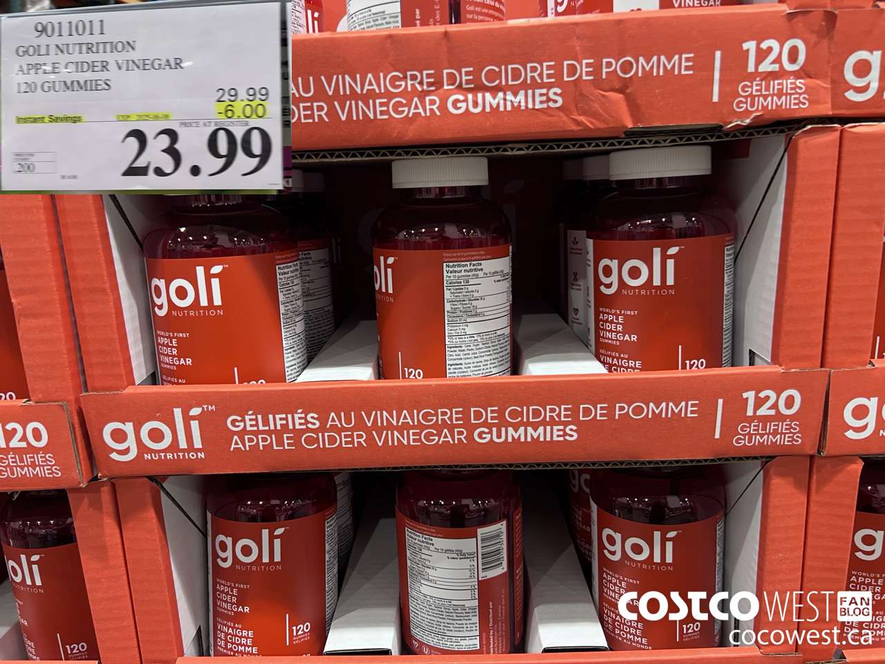 9011011 GOLI APPLE CIDER VINEGAR 120 VEGAN GUMMIES ($6.00 INSTANT SAVINGS EXPIRES ON 2025-06-08) $23.99