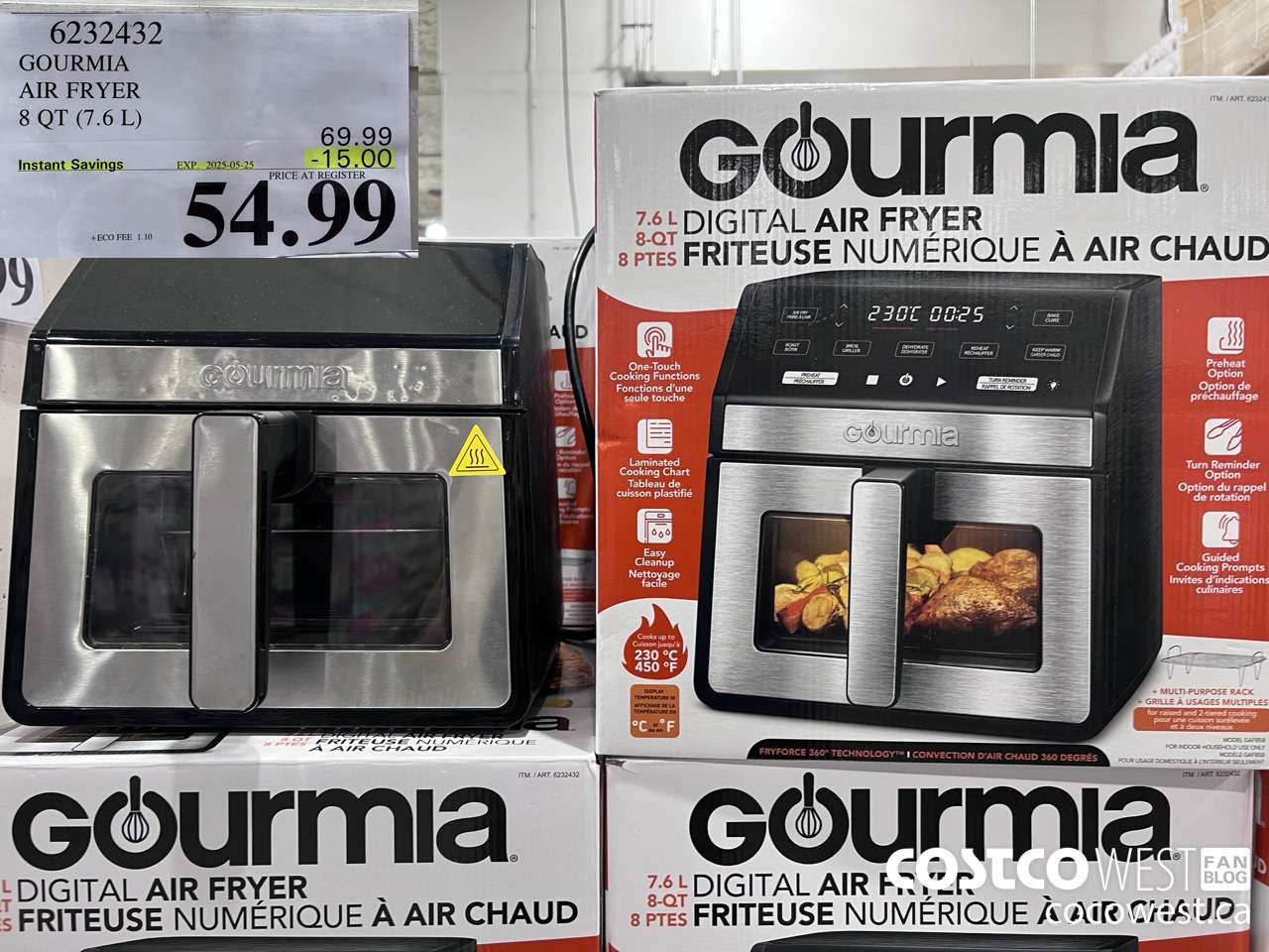 6232432 GOURMIA AIR FRYER 8 QT / 7,6 L ($15.00 INSTANT SAVINGS EXPIRES ON 2025-05-25) $54.99