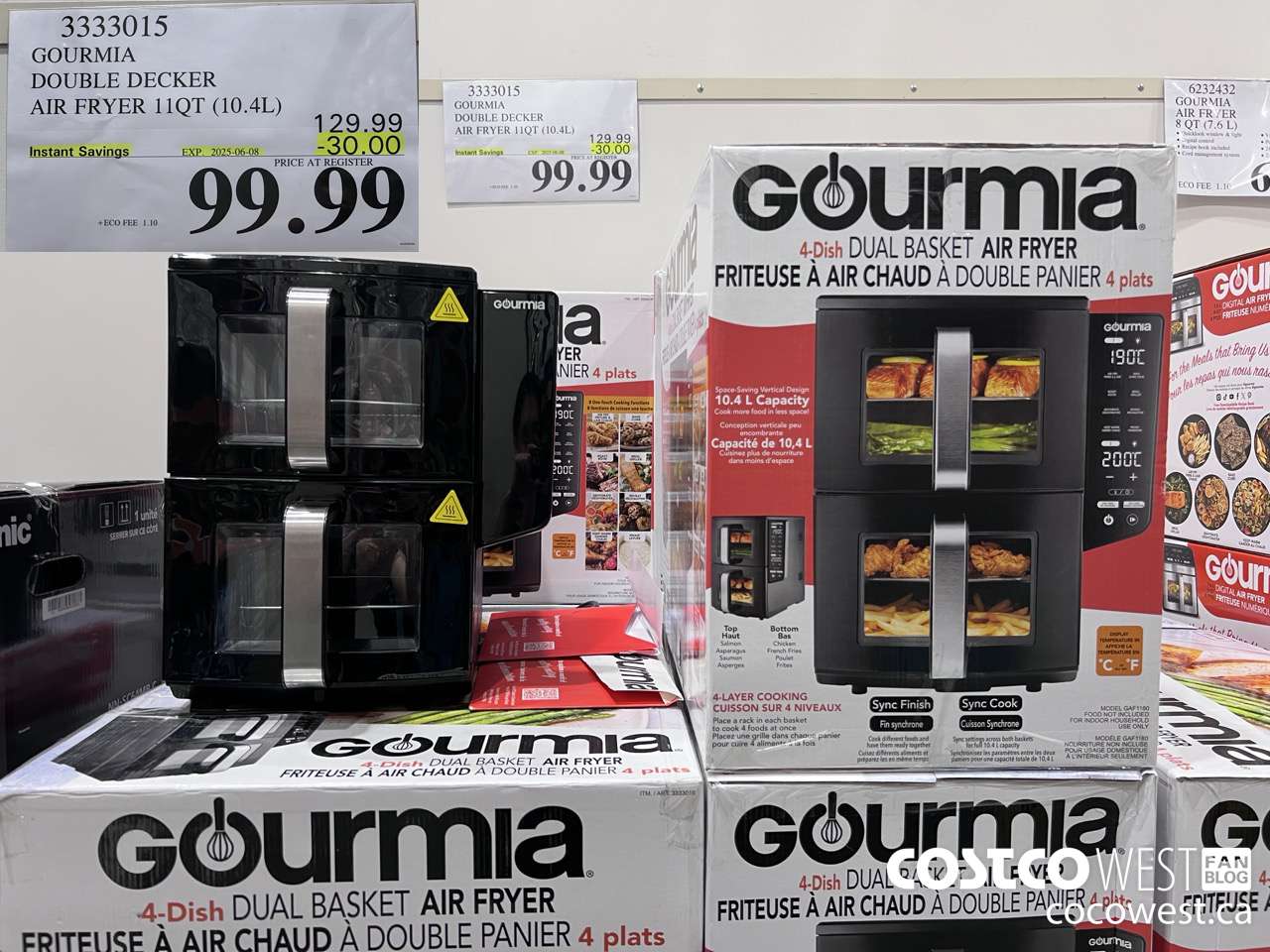 3333015 GOURMIA DOUBLE DECKER AIR FRYER 11QT (10.4L) ($30.00 INSTANT SAVINGS EXPIRES ON 2025-06-08) $99.99