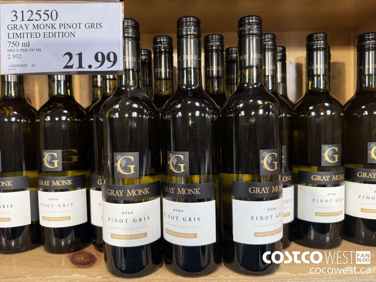 312550 GRAY MONK PINOT GRIS LIMITED EDITION 750ML $21.99