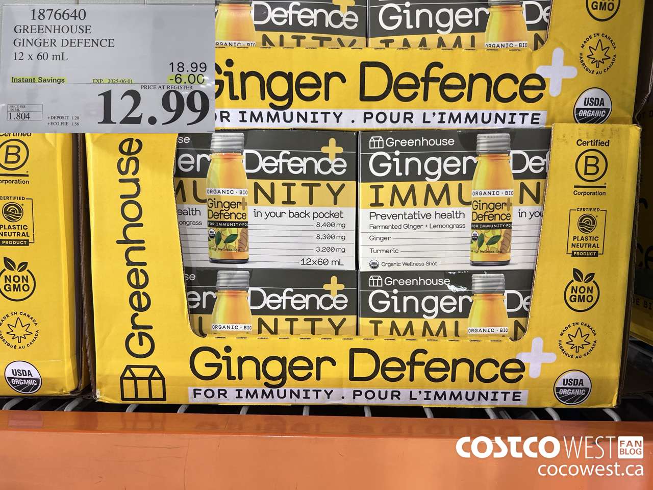 1876640 GREENHOUSE GINGER DEFENCE 12 X 60ML ($6.00 INSTANT SAVINGS EXPIRES ON 2025-06-01) $12.99