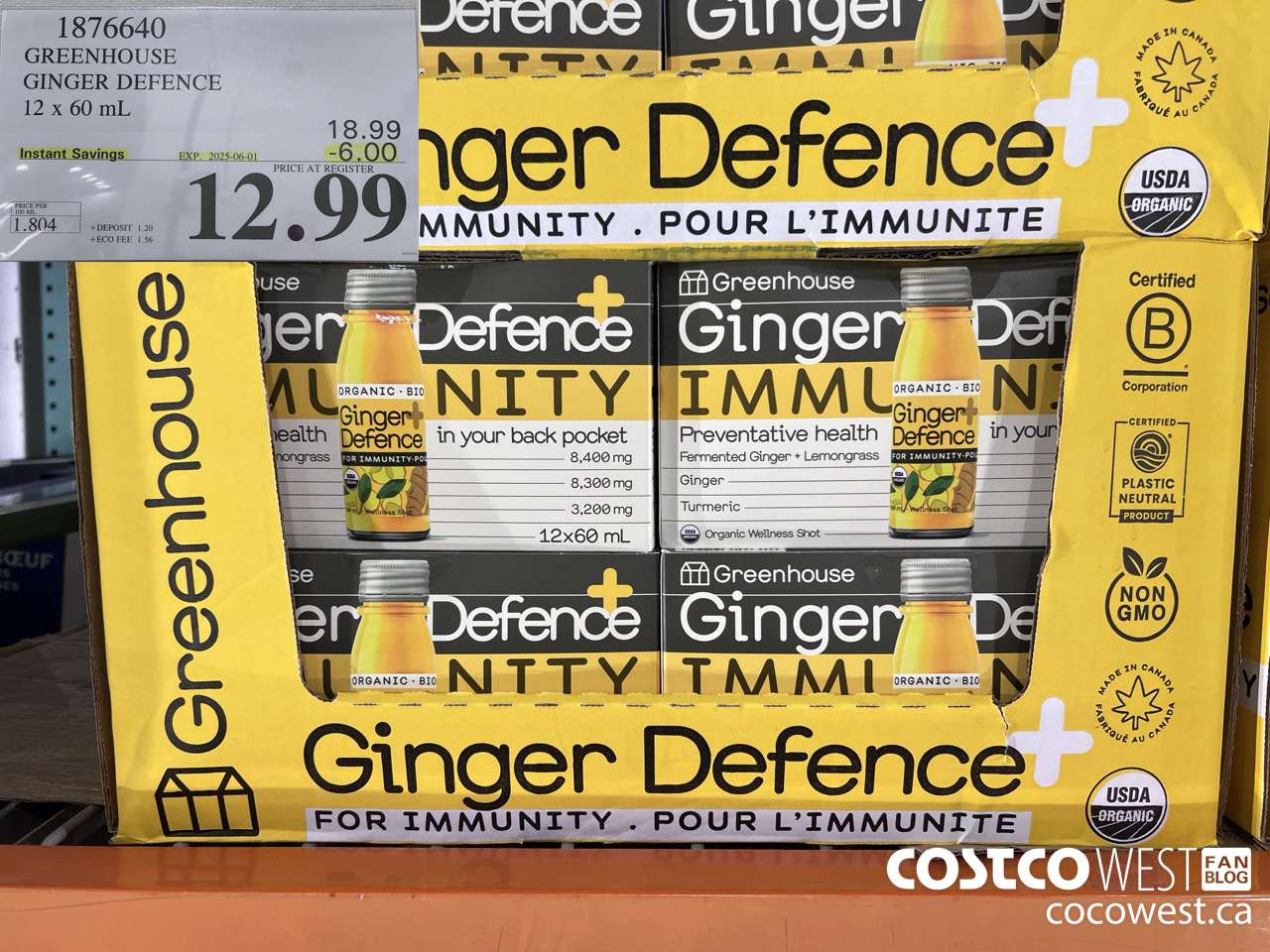 1876640 GREENHOUSE GINGER DEFENCE 12 X 60ML ($6.00 INSTANT SAVINGS EXPIRES ON 2025-06-01) $12.99